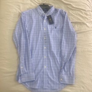 NWT Polo Ralph Lauren Men’s Small Slim Fit Blue Checkered Collared Shirt
